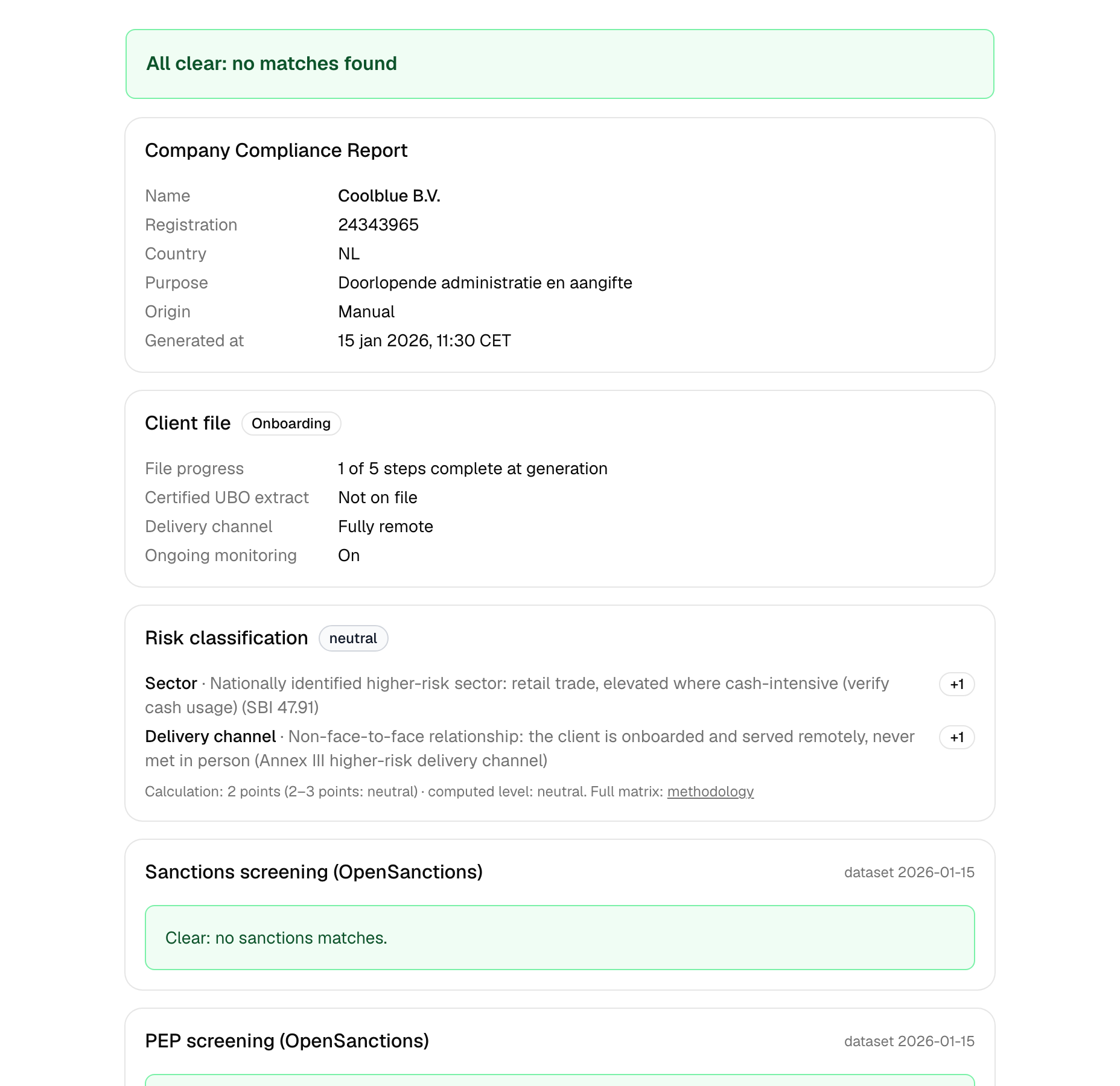 Cloudpliant-bedrijfsrapport met gegevens uit het Handelsregister van de KvK