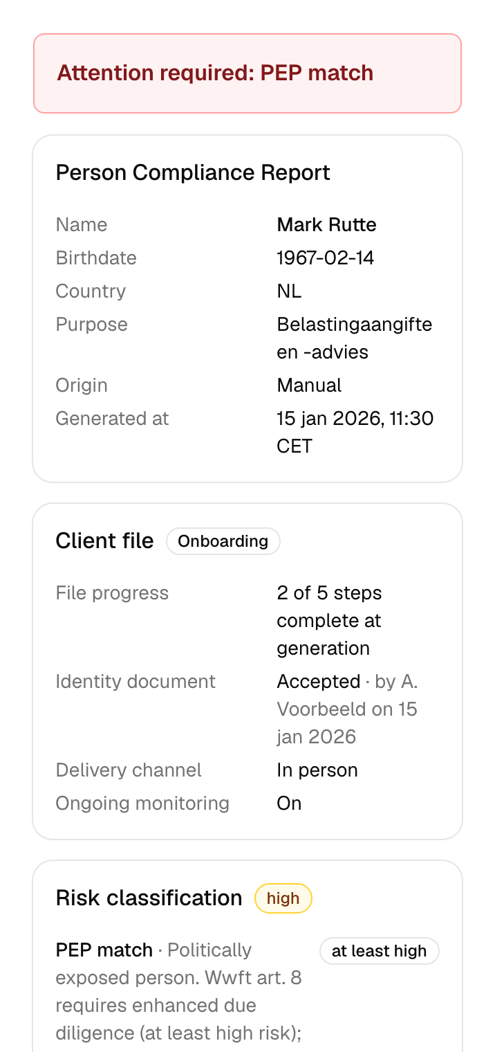 Hetzelfde compliancerapport op een smartphone